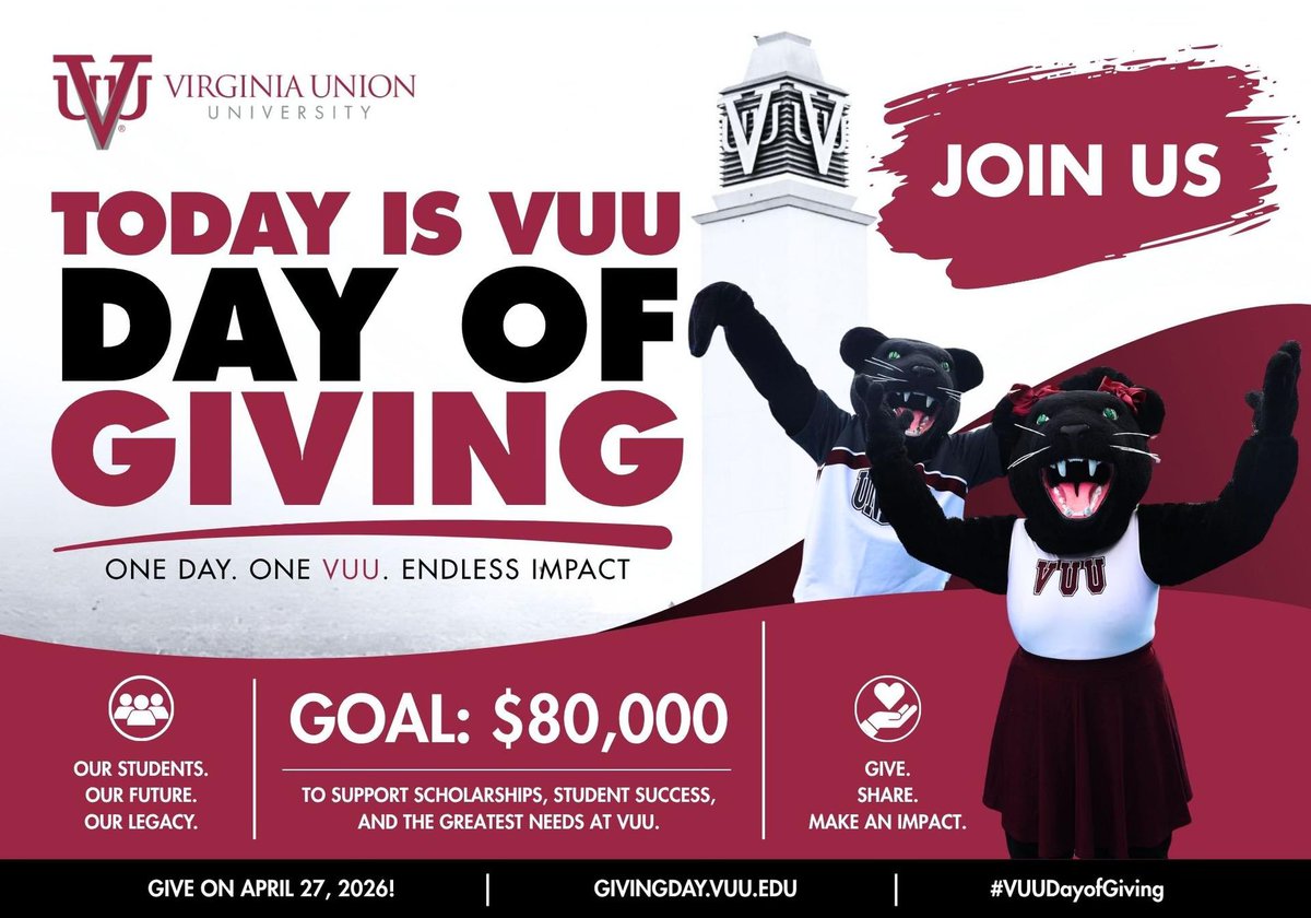 VAUnion1865's tweet photo. Today is VUU Day of Giving! 🐾

Support our students + future—give now: link in bio #VUUDayofGiving https://t.co/1fprdytdz1