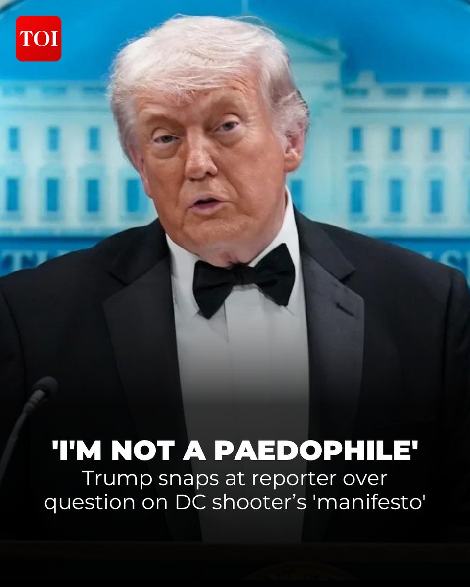 timesofindia's tweet image. US President #DonaldTrump clashed with a #journalist during a televised interview after being questioned about the #gunman’s manifesto linked to the White House Correspondents’ dinner shooting. The exchange turned heated as #Trump rejected accusations referenced in the #document,