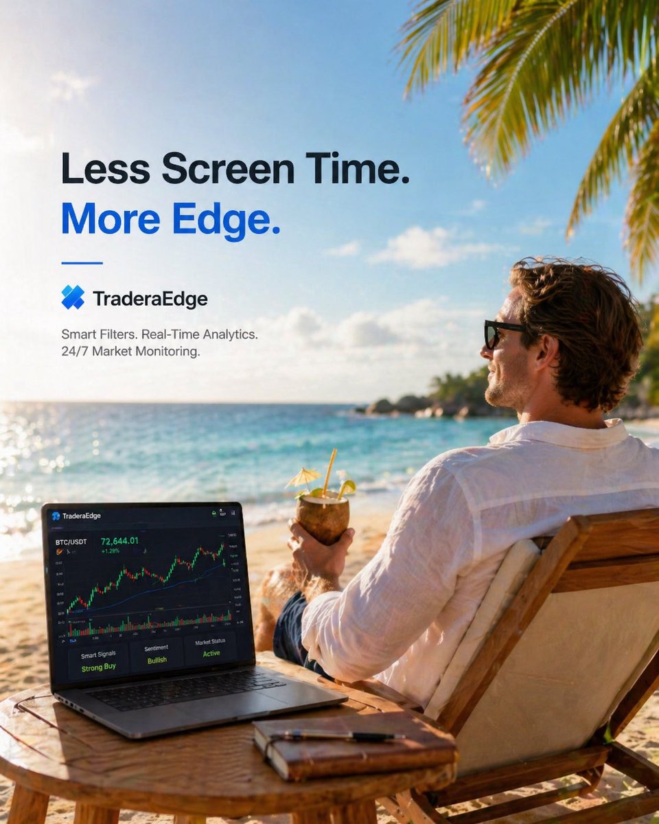 Anarchoeconomy's tweet image. Less Screen Time. More Edge.

Trading is not about watching every candle all day, especially during the summer vibes. 🌞🕶️🍹
With the right tools, one clear setup can even help pay for your vacation. Why wasting the time!?

It is about knowing what matters, filtering the noise,