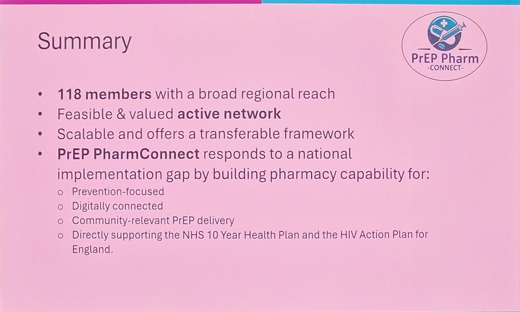 BritishHIVAssoc's tweet photo. Stephanie Katier describes the PrEP service gaps which exist as a barrier to achieving global HIV elimination targets, and how utilisation of pharmacists may help bridge this. #BHIVABASHH26 https://t.co/OBV2g1Tz1R