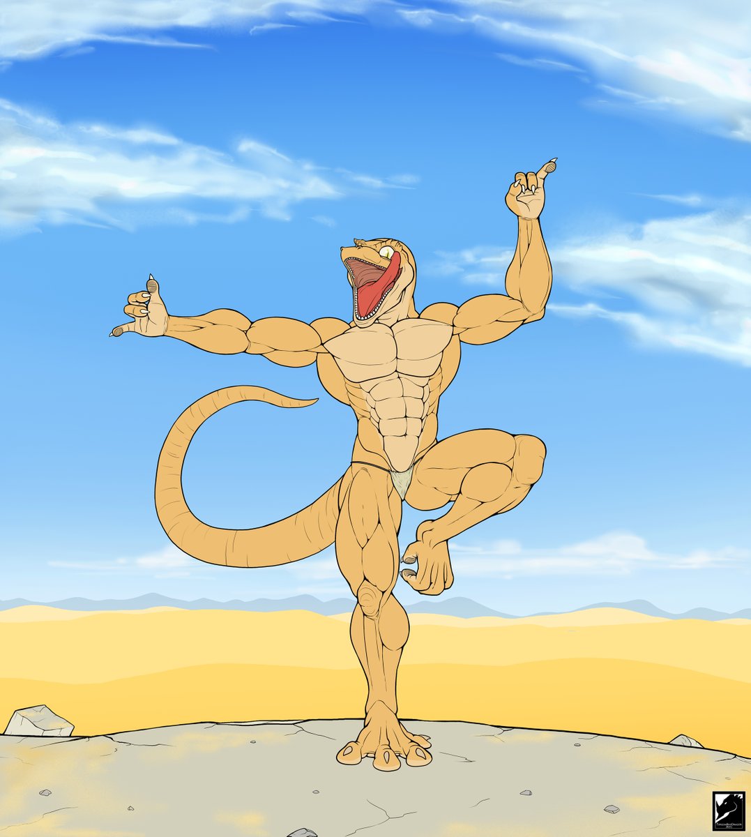 TargonRedDragon's tweet photo. Weekend Character Feature: "Tufrolk"

The Gekkosian of Ka'thnosian Tribe may look cute, but don't underestimate the agile blade dancer, trapsmaster, sandswimmer, bug hunter, climber, and contortionist swinging at you fourfold~! 🦎🌵

Full size: 5856x6523px, avail in🅿️ https://t.co/lpgiP34JD0