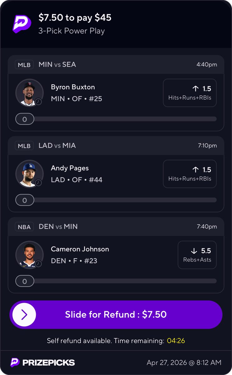 #mlb and #nbaplayoffs free play over on #prizepicks .

Love these spots, two quality hitters with good matchups and a role player I think shouldn’t contribute tonight. 

Like if tailing! ❤️

prizepicks.onelink.me/gCQS/shareEntr…