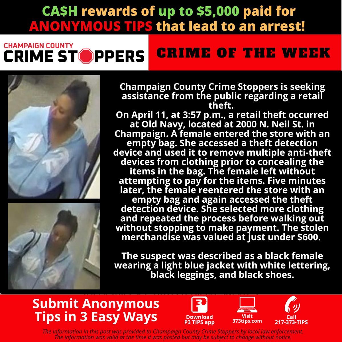 Champaign County Crime Stoppers tweet media