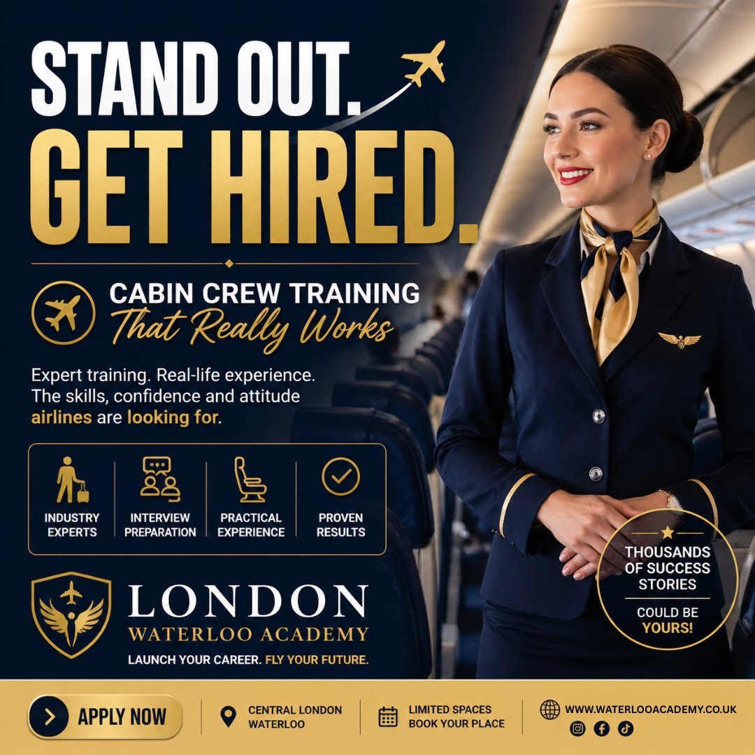WaterlooAcademy's tweet photo. Pass your interview. Get hired. ✈️
Real Training. Real Confidence. Real Results.
Contactor Visit us

https://t.co/yWEvYKt0hp

#londonwaterlooacademy #cabincrewtraininglondon #flightattendanttraininglondon #airlineinterview #airhostesstraininglondon https://t.co/TWZBVIKI5H