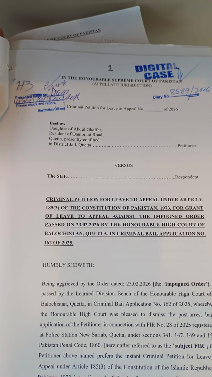 MJibranNasir's tweet image. Bail Applications for BYC leadership including @MahrangBaloch_, Beebow, Beebarg and Gulzadi have been filed in the Supreme Court today. We hope for early &amp;amp; fair hearings to ensure release of BYC leadership who have been denied relief by BHC through ill reasoned &amp;amp; arbitrary orders