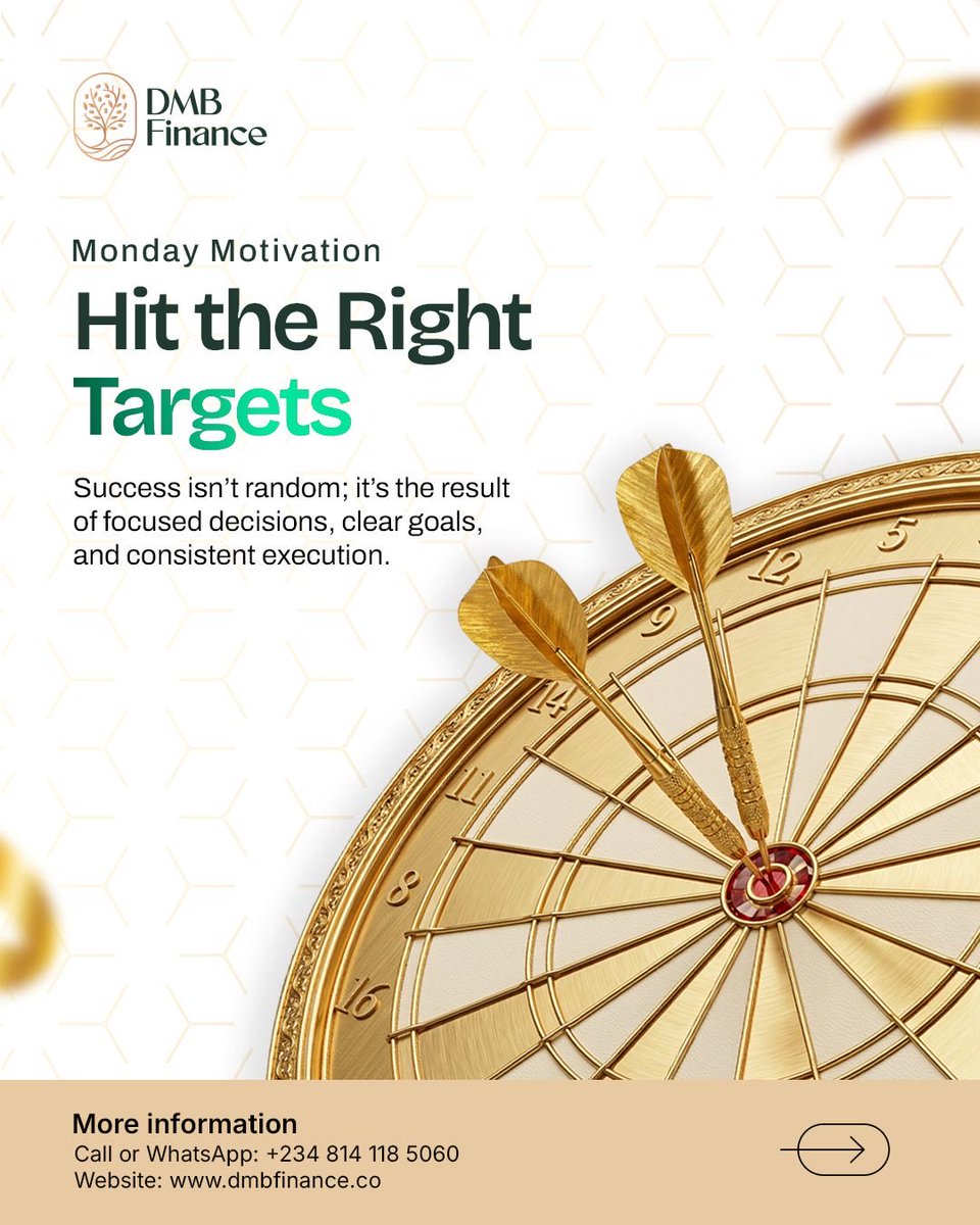 DMB_Finance's tweet image. Monday sets the direction for your week.

Like a dart, every financial decision you make should be intentional, aligned with your goals, not just your impulses.

This week, don’t just make moves, make the right ones.

#MondayMotivation #DMBFinance #SmartDecisions #FinancialFocus