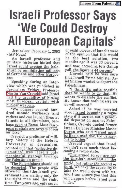 100_alpha's tweet image. Read what this Mad Professor said in 2003!
&amp;gt;#Israel has capability of hitting #Europe with #NuclearWeapons
&amp;gt;#Israel must be like a mad dog too dangerous to bother, when asked becoming a rogue state
&amp;gt;We have capability to take the world down with us
*WORLD MUST ELIMINATE ISRAEL!*
