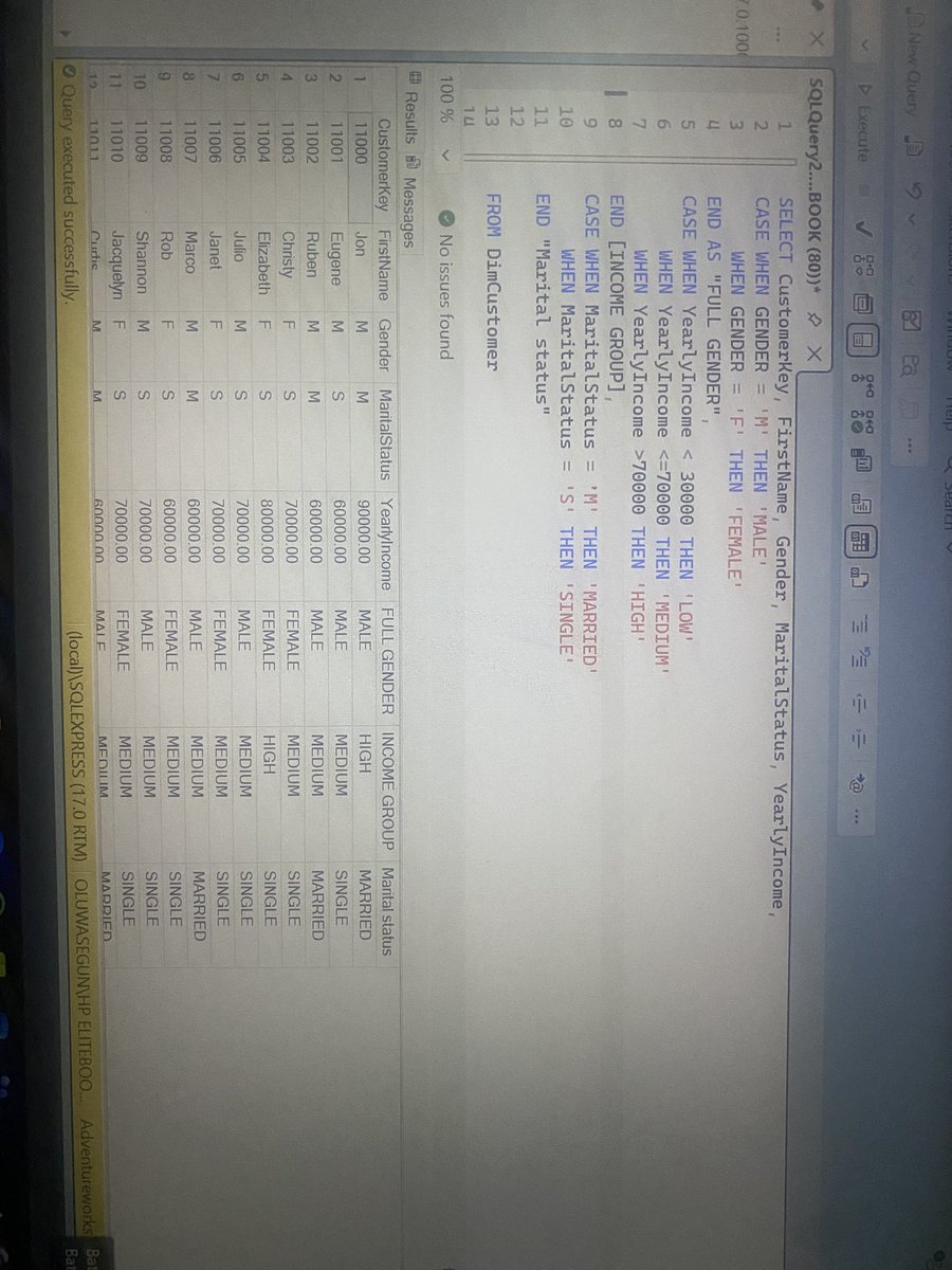 SlimTallboi's tweet image. Top of the morning SQL journey continues 📊
Moving forward to Joins and sub query 🥲

#Datafam #DataAnalysis #SQL #Dataquery #Query