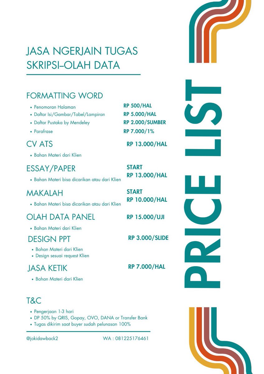 Jokidaw|| Joki Tugas Kuliah CV PPT Skripsi tweet media