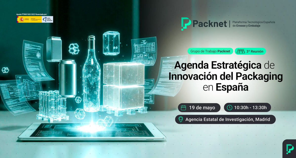 Packnet_'s tweet image. 💬 ¿Qué aspectos no pueden faltar en la Agenda Estratégica de Innovación del #packaging en España?

▶️ Lo debatiremos en la 3ª reunión del Grupo de Trabajo de PACKNET, donde seguiremos definiendo esta hoja de ruta colaborativa.

📆 19 mayo 📍AEI

#EventoPacknet
