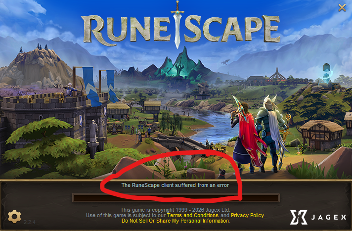 mugzee05's tweet photo. So many times, right in a row.  Reboot computer, still happens.  Doesn't matter if clicked from Runescape Client or Jagex Client (which starts the Runescape Client).  Been almost a week since these crashes have been more frequent.

@JagexSupport @jagex https://t.co/Np0gZBwCYe