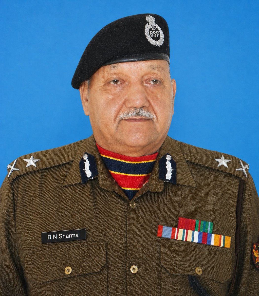 BSF_India's tweet image. DG BSF &amp;amp; All Ranks express heartfelt condolences on demise of Shri B N Sharma, IG(Retd).   
    
Prahari Parivar stands firm with his family in these trying times.            

#JaiHind 
#eShraddhanjali