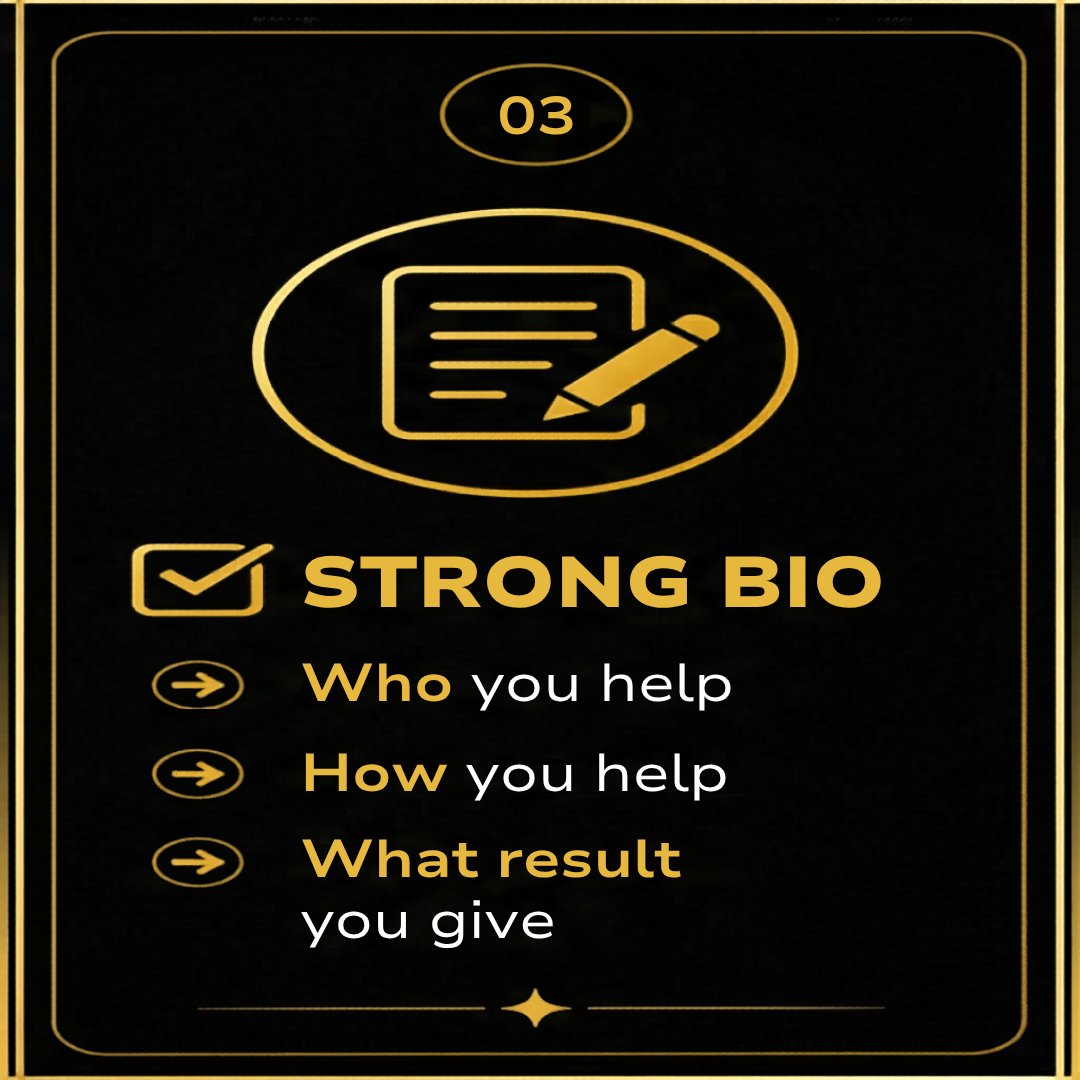 KausarKhan52881's tweet image. Checklist

Your profile should clearly say:

Who you help + How you help

#ProfileOptimization #Branding