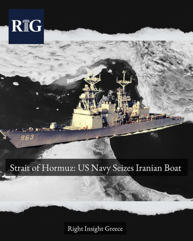 RightInsightGr's tweet photo. An Iranian Ship was seized by the US Navy in the Strait of Hormuz. The aim was to disable the ship rather than attack or sink it.
#hormuz #USA #straitofhormuz #IranWar‌ https://t.co/JNEC05er3E