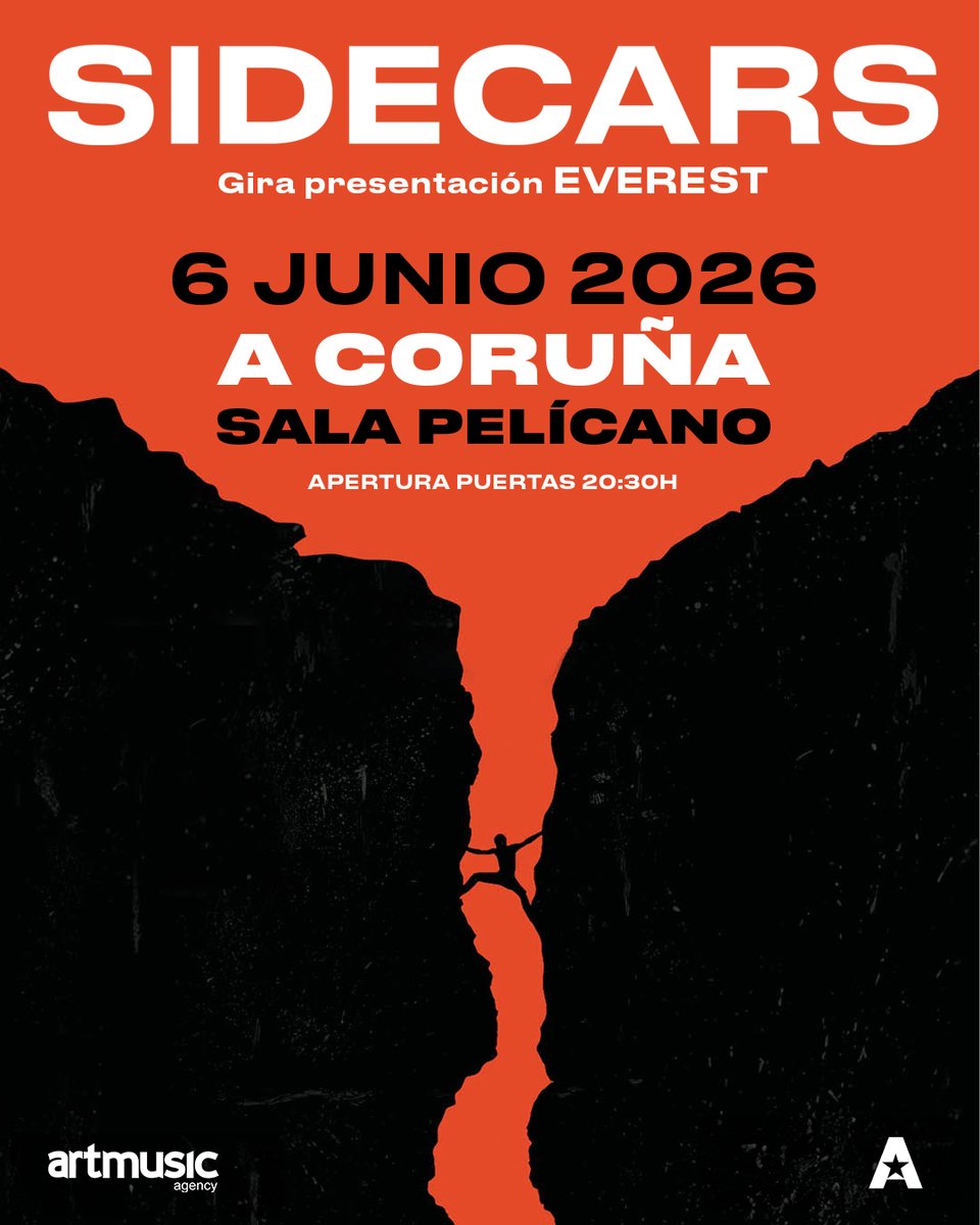 artmusicagency's tweet image. El 6 de junio, Sidecars llega a la Sala Pelícano para presentar “Everest”, su nuevo disco: un viaje de emociones, guitarras y canciones que se quedan contigo. 
🎟️ Entradas en bit.ly/SidecarsCoruña

¿Subes con ellos hasta la cima? 🏔️
#Sidecars #Everest #ACoruña #SalaPelícano