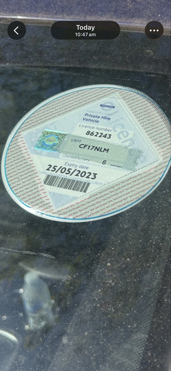 Gately001's tweet photo. @TfLTPH private hire vehicle three years out of date roundall still being displayed? https://t.co/5WDKtqvIMW