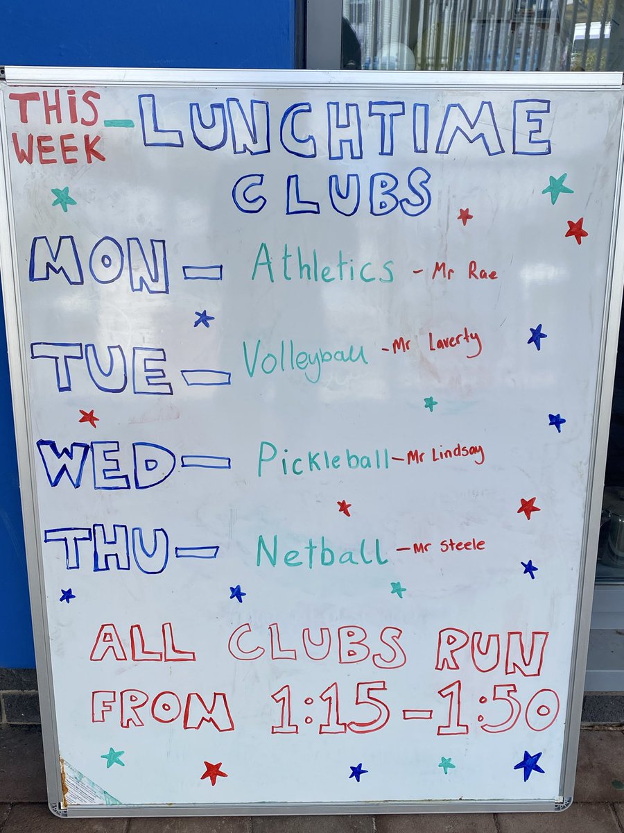 WallaceHallPE's tweet photo. This months lunchtime clubs are on display outside the PE department. All S1-3 pupils are welcome @WallaceHallSch https://t.co/ZsMUjBtJDe