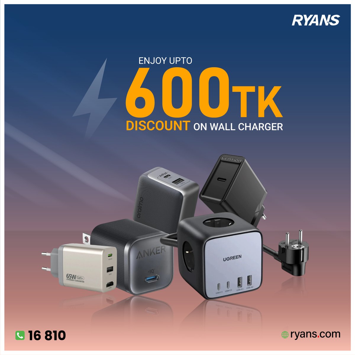 RyansComputers's tweet image. প্রয়োজনীয় গ্যাজেট এখন আরও সাশ্রয়ী মূল্যে!
স্মার্ট ওয়াচ, ওয়াই-ফাই ক্যামেরা, ওয়াল চার্জারসহ নিত্যপ্রয়োজনীয় পণ্যে চলছে আকর্ষণীয় মূল্যছাড়। 
আপনার পছন্দের পণ্যটি সেরা দামে সংগ্রহ করতে —
🛒 ভিজিট করুন: ryans.com/offers

📞 Hotline (24/7): 16810

#RyansComputers #Offers