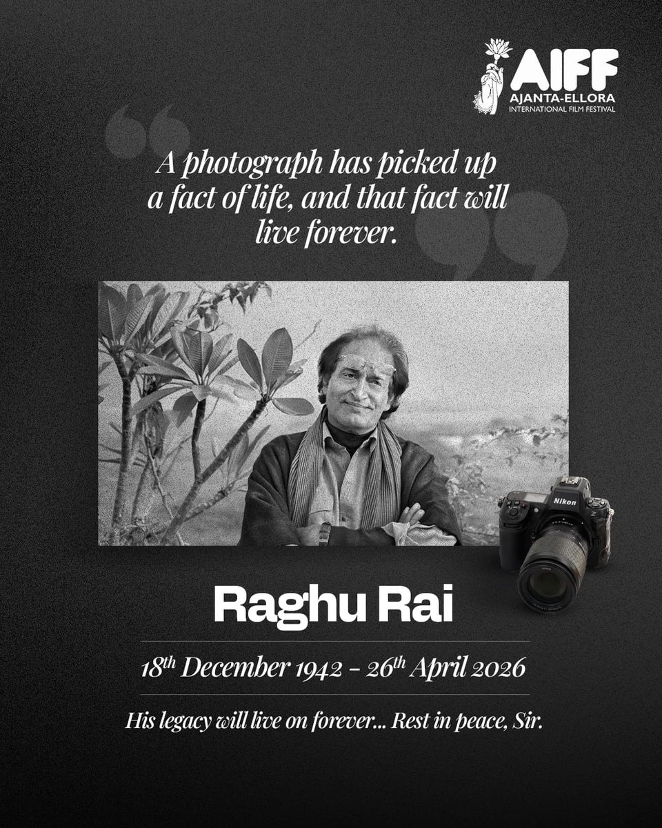 aeiffest's tweet photo. Aiff pays tribute to the legendary Raghu Rai. A master of the lens whose vision transcended time and captured the very essence of our culture. His association with the festival remains a cherished chapter in our history.
​Rest in peace, Sir. https://t.co/0ruXZX25kg