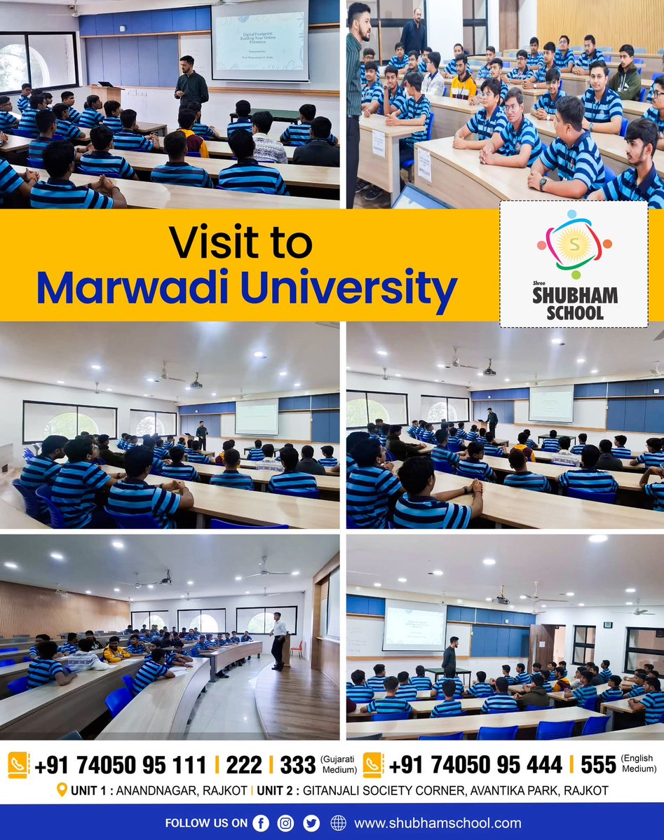 RajkotShree's tweet image. ✨ 𝗘𝗱𝘂𝗰𝗮𝘁𝗶𝗼𝗻𝗮𝗹 𝗩𝗶𝘀𝗶𝘁 𝘁𝗼 𝗠𝗮𝗿𝘄𝗮𝗱𝗶 𝗨𝗻𝗶𝘃𝗲𝗿𝘀𝗶 #StudentLearning #ExperientialLearning #FutureReadyStudents #InteractiveLearning #EducationMatters #HolisticEducation #LearningBeyondClassroom #KnowledgeJourney #CareerAwareness #StudentExposure