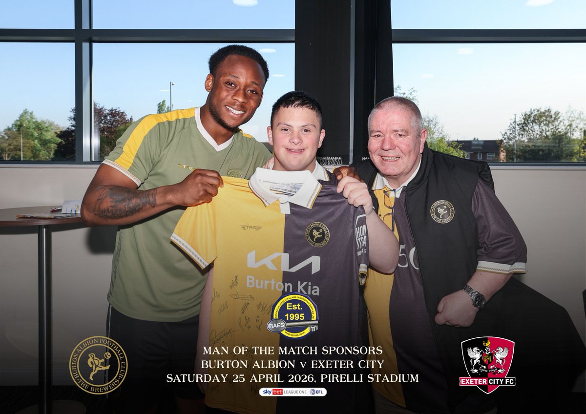 burtonalbionfc's tweet photo. A huge thank you to the sponsors of Saturday's match against Exeter City.

🆚 @Malone_Group were our match sponsors.
⚽ @TAGSportswear were our matchball sponsors.
🌟 Raygar Architectural & Engineering Supplies were our man of the match sponsors, choosing captain Udoka Godwin-Malifé for the award.

To discuss sponsorship opportunities at Burton Albion next season, email sales@burtonalbionfc.co.uk.

#TheBrewers