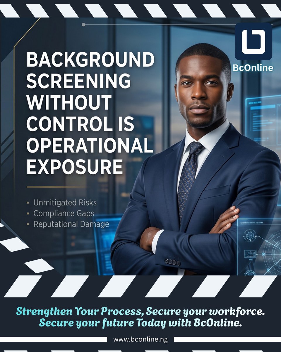 bconline_ng's tweet photo. What you don’t verify today can cost you tomorrow.
Eliminate risks, close compliance gaps, and protect your brand with smarter background screening.
#DueDiligence #WorkplaceSafety #CorporateIntegrity https://t.co/CsHCQveRcj