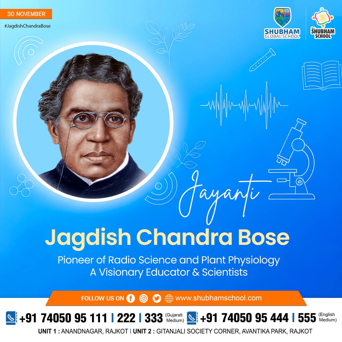 RajkotShree's tweet image. Today, we pay  #WirelessCommunicationPioneer #PlantPhysiology #SchoolActivities #CollegeEvents #LearningJourney #KnowledgeMatters #STEMEducation #IndianScientists #ScientificLegacy #EducationSector #BlueThemeDesign