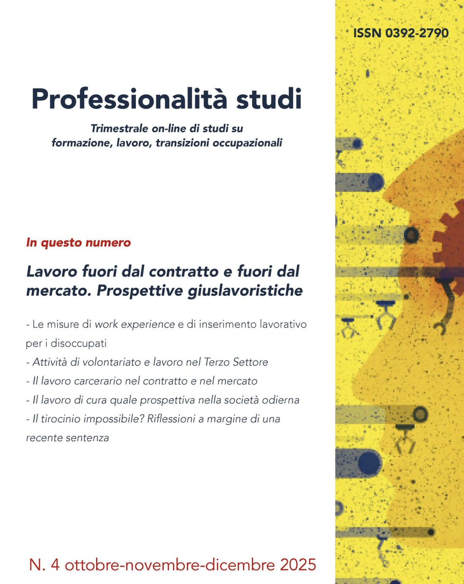 MicheTiraboschi's tweet photo. Lavoro fuori dal contratto e fuori dal mercato #ProfessionalitàStudi @ADAPT_Press @EdizioniStudium #OpenAccess qui: https://t.co/CkmKkBvTCR https://t.co/HdSkSYgbhd