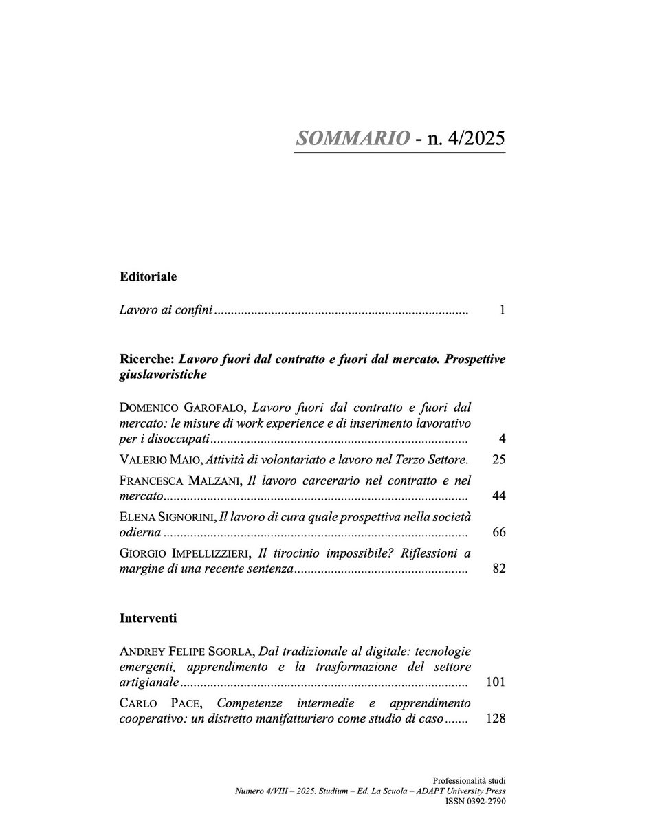 MicheTiraboschi's tweet photo. Lavoro fuori dal contratto e fuori dal mercato #ProfessionalitàStudi @ADAPT_Press @EdizioniStudium #OpenAccess qui: https://t.co/CkmKkBvTCR https://t.co/HdSkSYgbhd