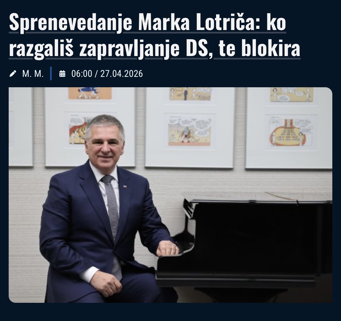 Stara modrost pravi: kdor želi spremeniti svet, mora najprej spremeniti sebe.  Gospod Lotrič bi rad pospravljal državo, a se mu je zataknilo že pred lastnim pragom. Težko prodajaš zgodbo o gospodarnosti, ko si proračun DS napihneš za 63 %. Če ne znaš počistiti pred svojimi vrati,