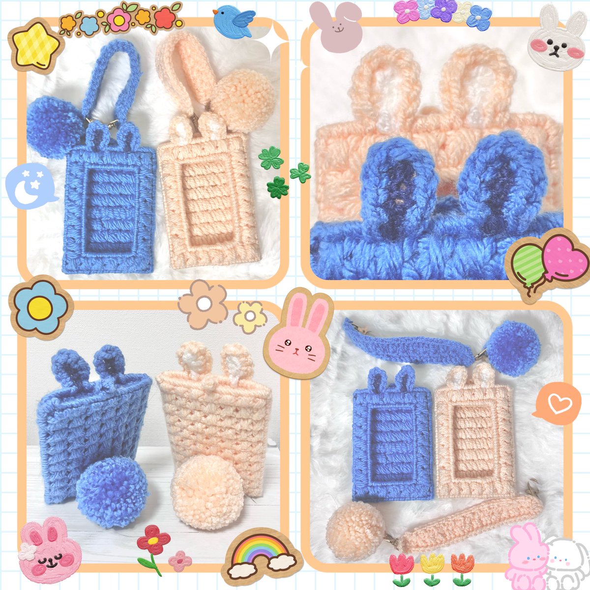 サンプル①
2wayうさぎさんトレカケース🐰

バッグにつけて持ち運び
カフェでスタンドさせて推し活✨️

各500円┊ポイントくじ対象

💙#おりつきプチ_サークル情報🧡