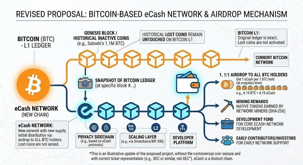 Cointelegraph's tweet image. ⚡ TODAY: Dev proposes a BTC fork that would redistribute Satoshi's wallet.