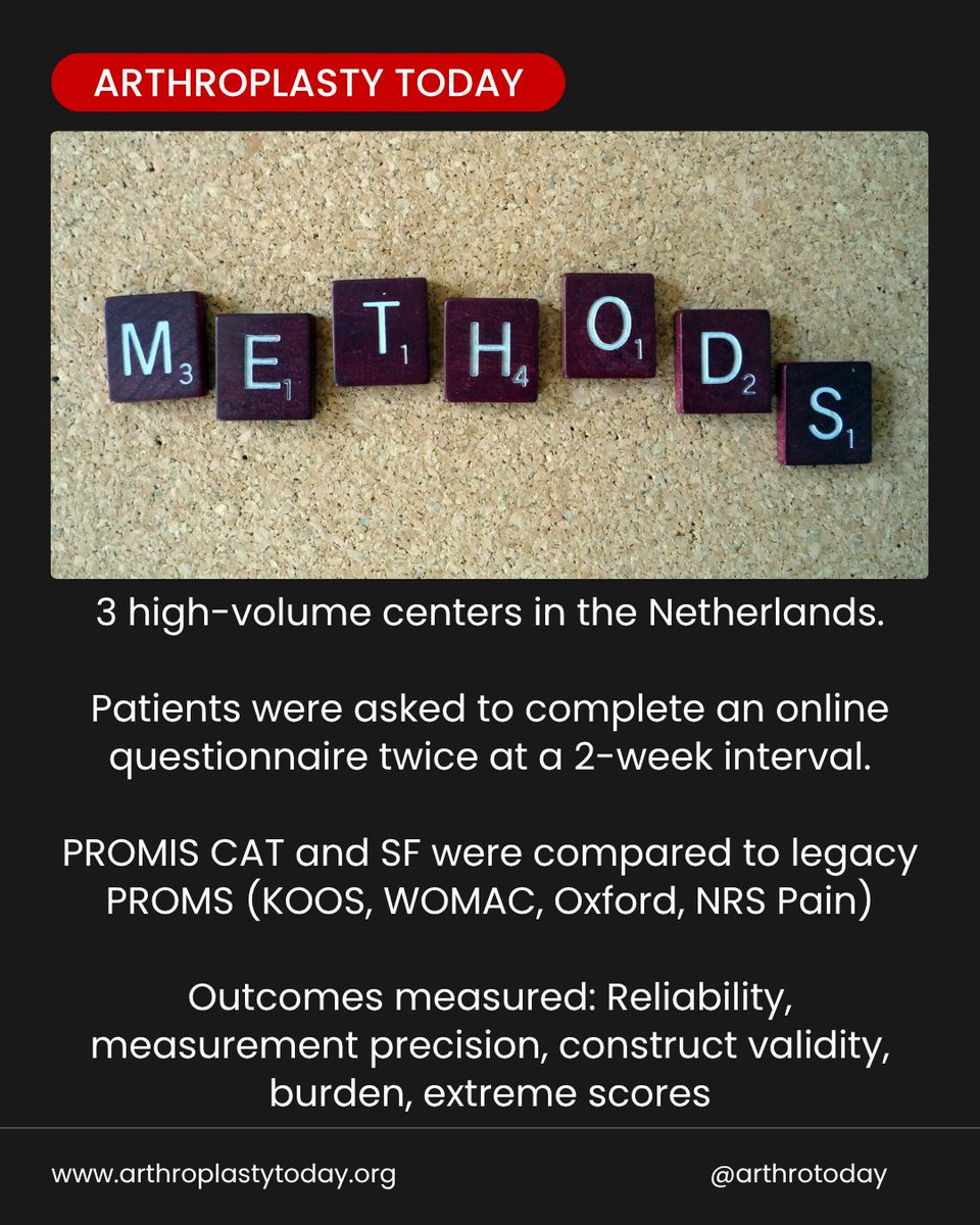 ArthroToday's tweet image. 📊 Are we using the best PROMS?

This Arthroplasty Today study compares PROMIS Computer Adaptive Tests (CATs) and Short Forms (SF) to Legacy PROMs (KOOS, OKS, WOMAC, etc) to find out!

arthroplastytoday.org/article/S2352-…

#PROMIS #TKA #PatientReportedOutcomes #Orthopedics