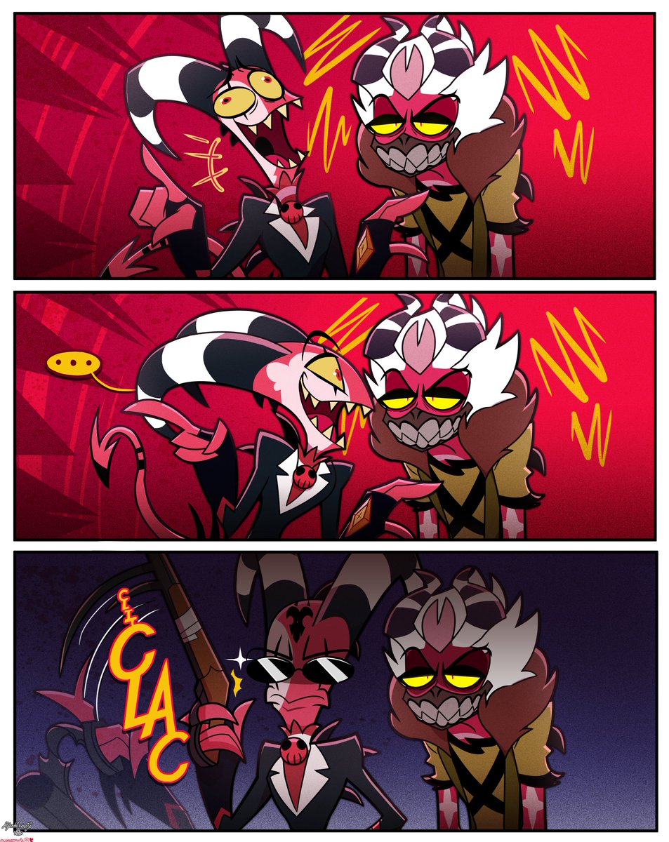 CorazonArts's tweet image. Not gonna lie. I feel like #Blitz is the Deadpool to #Aless' Wolverine vibe. May Satan help his sanity!
#fanart #HelluvaBoss #HelluvaBossFanart #Hellaverse #Meme #imp #HelluvaBossBlitzø 

Inspired by @Min_tramcam post!