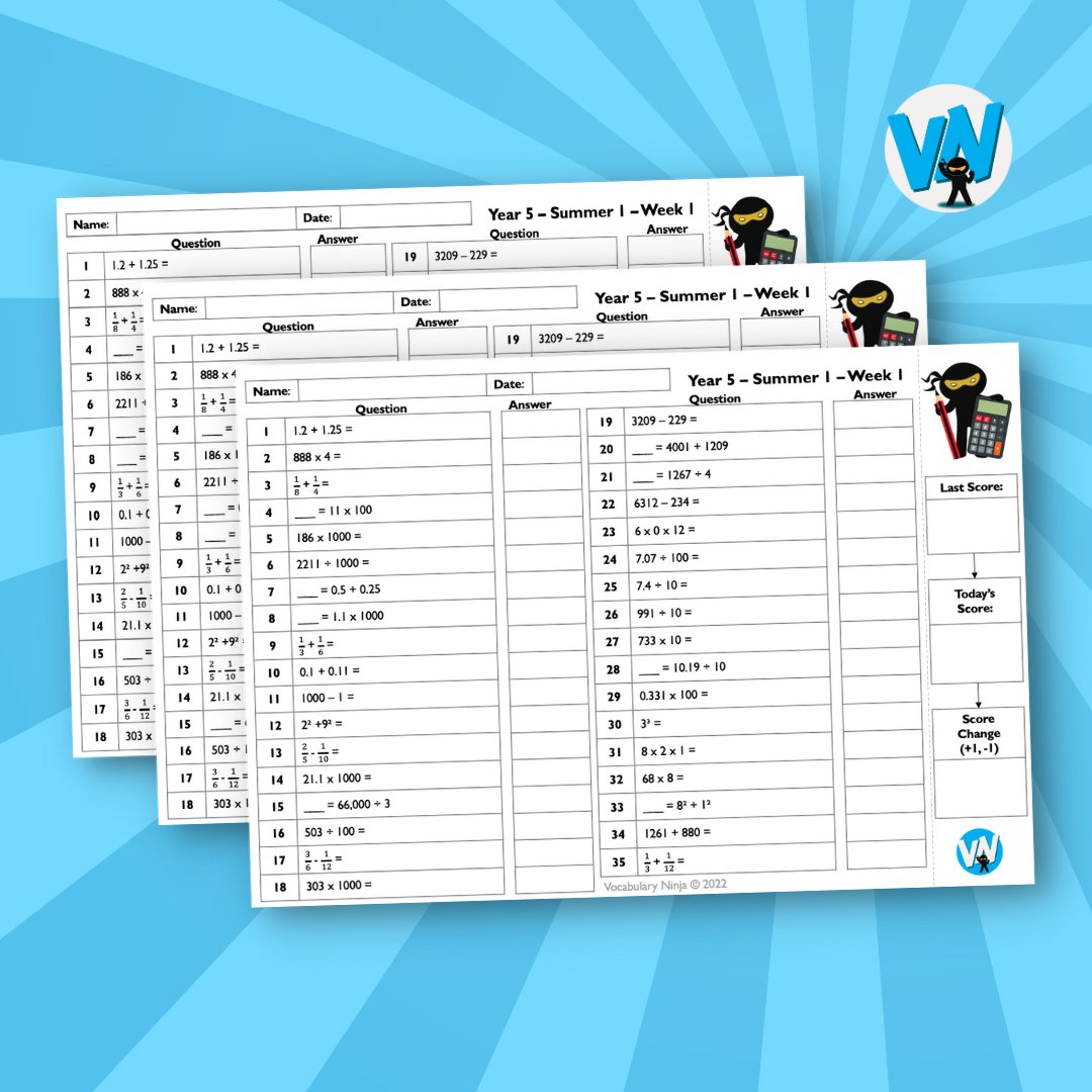 VocabularyNinja's tweet image. 🧮 💙 One Page Arithmetic 💙 🧮  Yup! We have these too! 🥹

🚸 Year 1 to Year 6 Coverage
📆 36 Weekly Tests in each year
💙 Complete with answers
📄 Unique 'One Page' Layout.

📌 Get your hands on them: vocabularyninja.co.uk/whole-school-s…

#maths #arithmetic #primarymaths #teacher #school