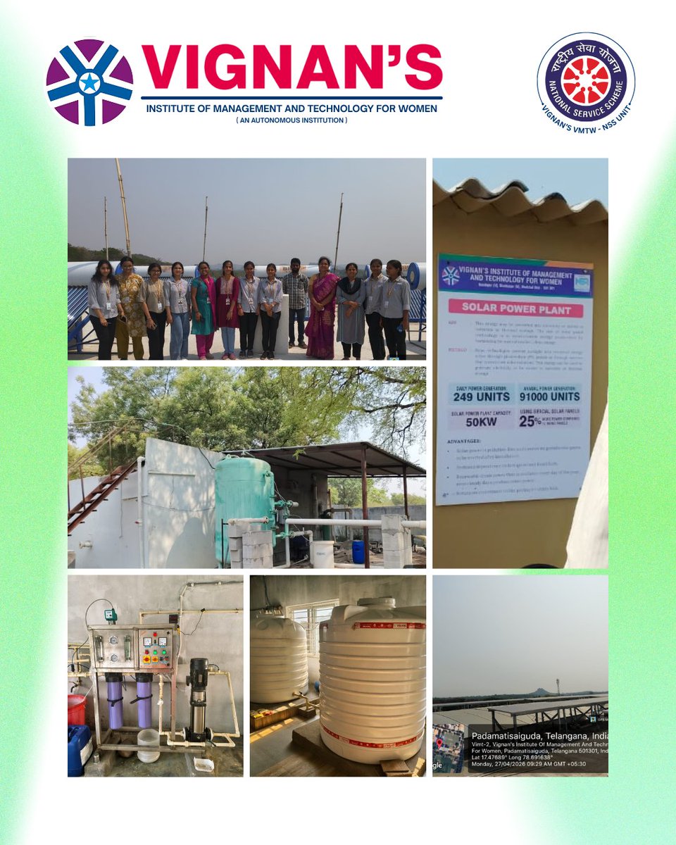 VMTW_NSS's tweet photo. VMTW NSS conducted a #GreenCampusAudit today monitoring Solar Power, Rainwater Harvesting, Sewage Treatment &amp; Bio-Gas systems. 🔋💧

Part of the Bharat Environment Program by Research Heights Foundation (RHF) &amp; EPTRI. 🇮🇳🌱

#NSS #EarthDay2026 #VMTW #Sustainability #EPTRI https://t.co/NYG6DAArEE
