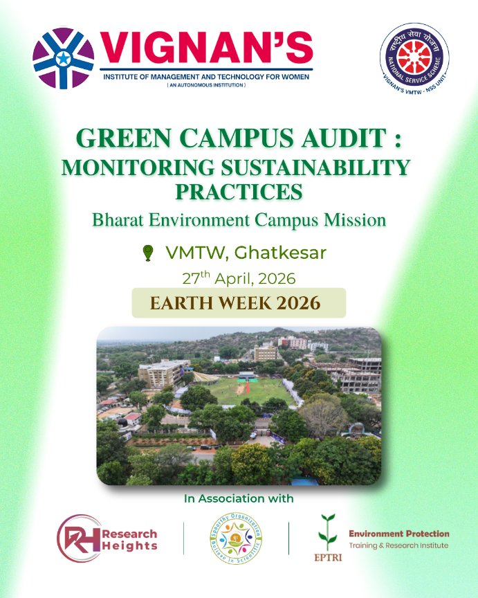 VMTW_NSS's tweet photo. VMTW NSS conducted a #GreenCampusAudit today monitoring Solar Power, Rainwater Harvesting, Sewage Treatment &amp; Bio-Gas systems. 🔋💧

Part of the Bharat Environment Program by Research Heights Foundation (RHF) &amp; EPTRI. 🇮🇳🌱

#NSS #EarthDay2026 #VMTW #Sustainability #EPTRI https://t.co/NYG6DAArEE