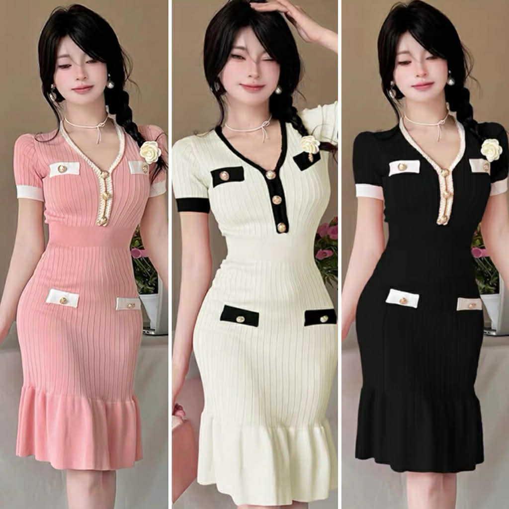 Korean Knitted Fitted Woman Dress Click the link below to buy  https://t.co/6M8ZdpJjVt #shopeeph #womendress #dress #buyhere #Philippines