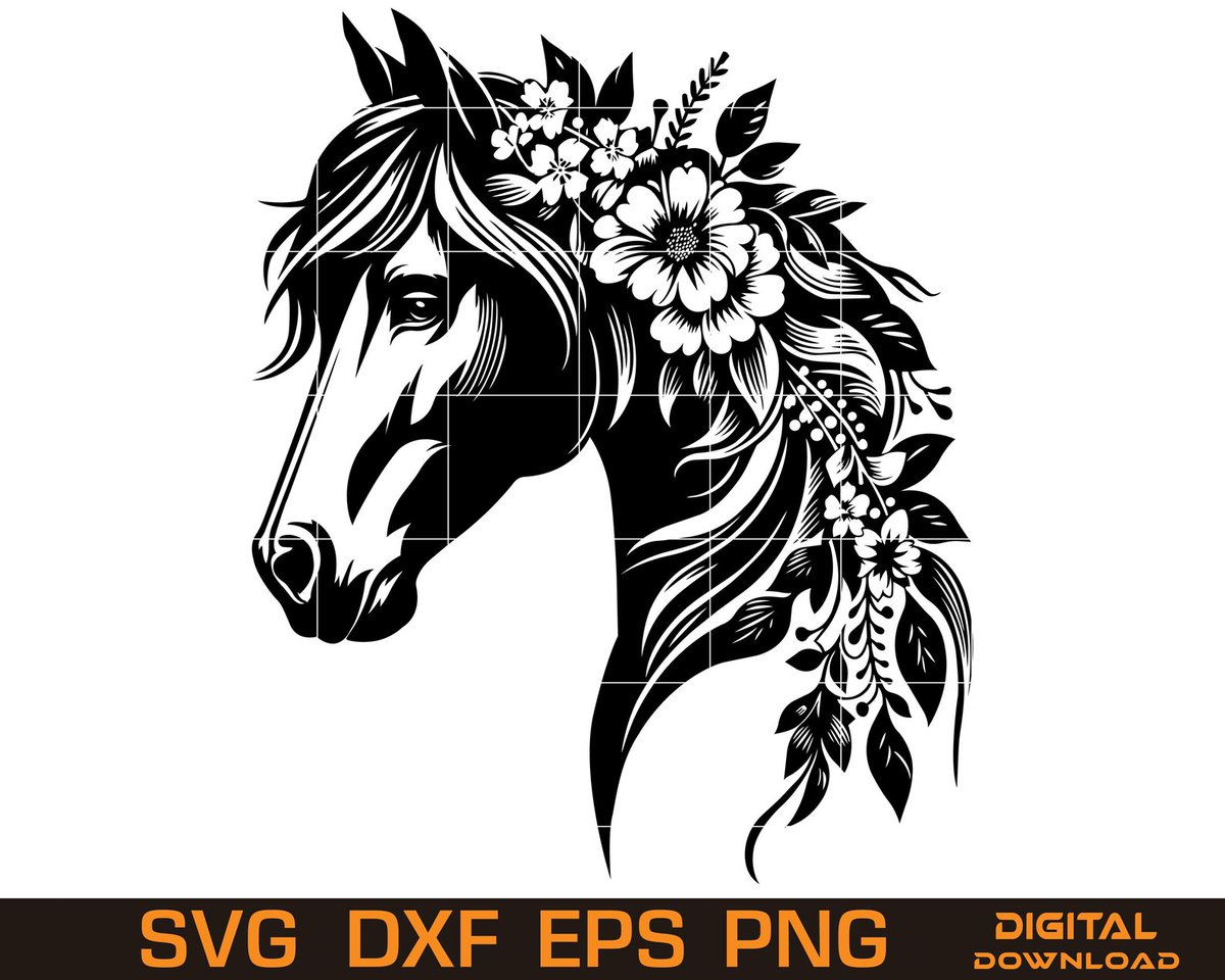 JannateySpark's tweet image. Horse with Flowers SVG | Farm Animal Horse Silhouette Vector | Cricut PNG DXF File

#liner #line #graphic #degine #horse #art #vector #everyone #follower