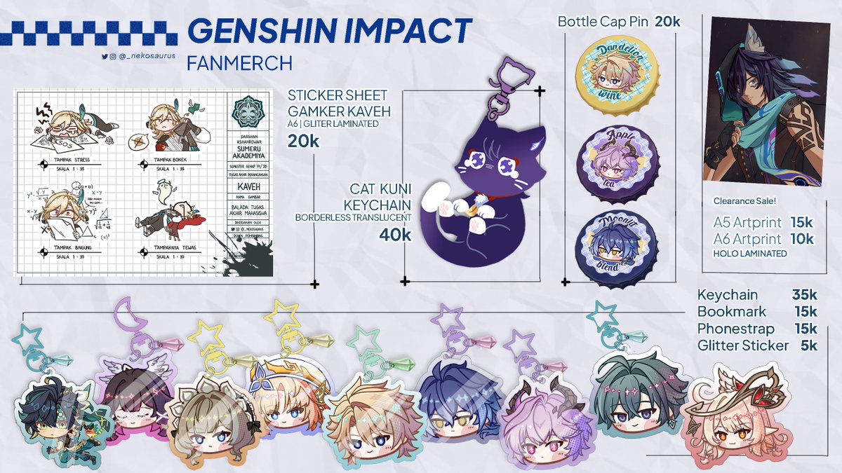 Nekosaurus' #CF22 Batch 2 PO &amp; OTS catalogue is here!
📅 27 April - 1 May
✨ HSR, Arknights, Endfield, Genshin, WUWA, ZZZ, LADS
📦 pick up at DPJ Circle (CF22 - L-28, both days) or mail order
🛍️ GO pls DM first
🔗 form on thread

#comifuro22 #comifuro #comifuro22catalogue
