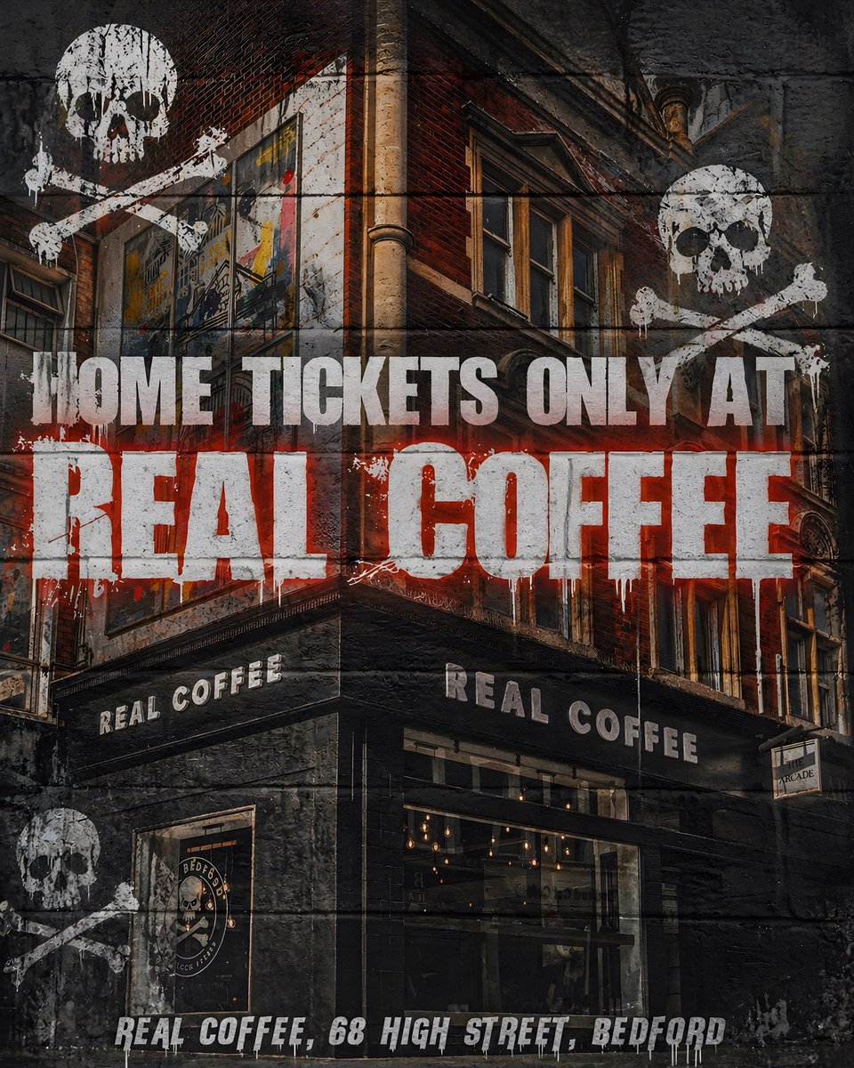 realbedford's tweet photo. Home tickets for our play off semi-final are now only available at Real Coffee ☕️ 

If you’re unable to get to Real Coffee, please contact the club at hello@realbedford.com 

Click here for more info ⤵️

🔗 | https://t.co/1m7qB8ZNgk https://t.co/DdBYcPM5Bj
