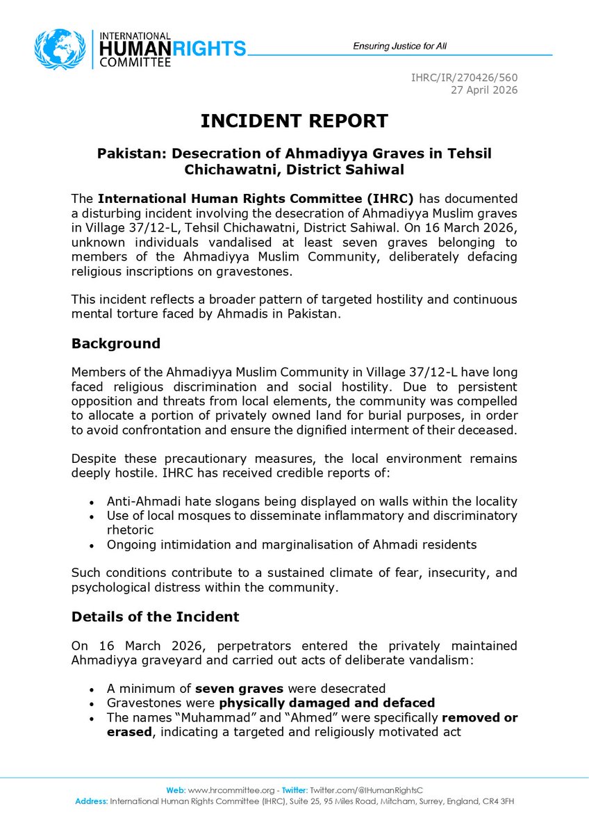 International Human Rights Committee (IHRC) tweet media