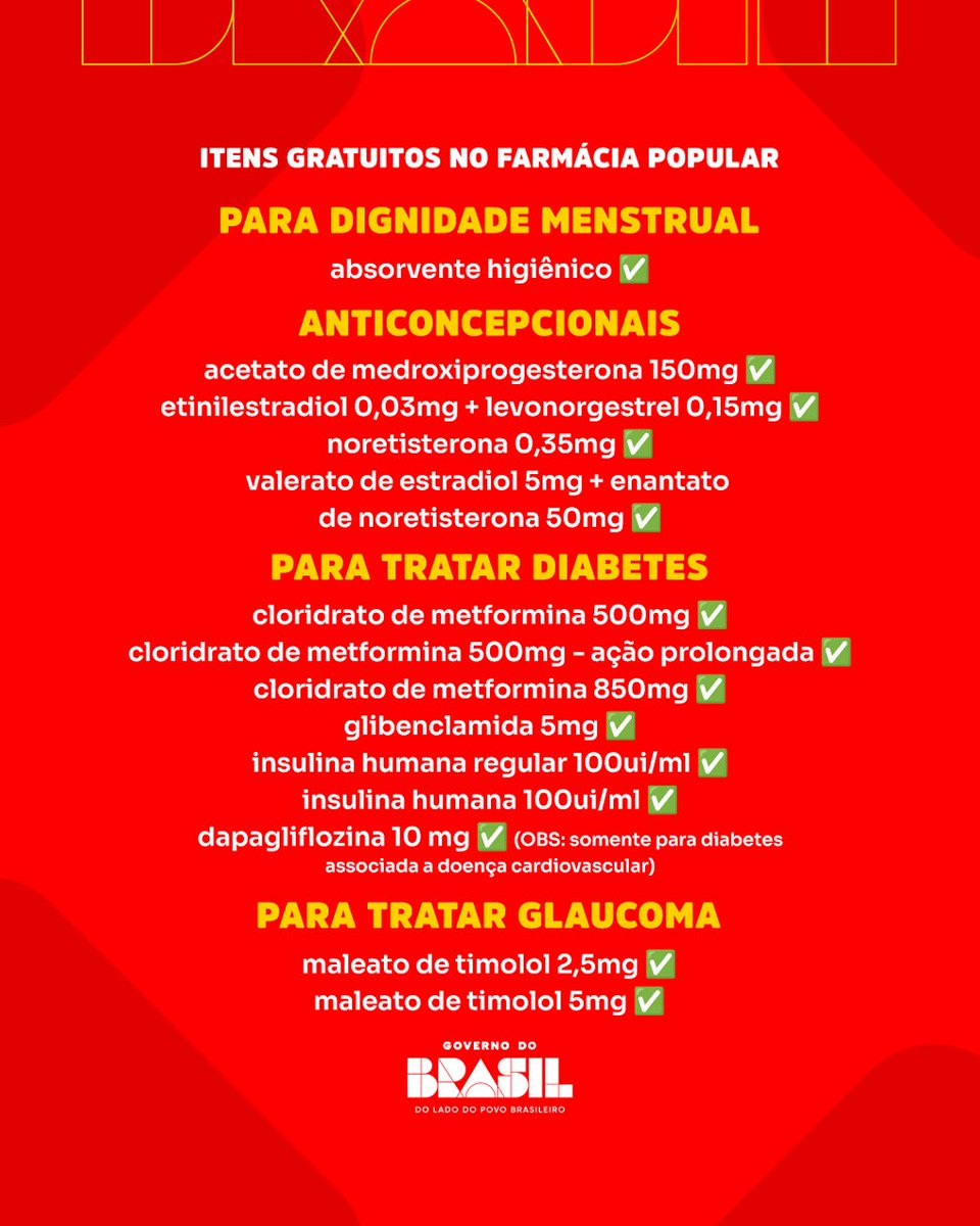 🩸 Absorvente gratuito é um direito pelo Farmácia Popular.

Com CPF + autorização pelo app Meu SUS Digital, quem atende aos requisitos do programa já pode retirar de graça e ainda acessar outros 41 itens gratuitos.