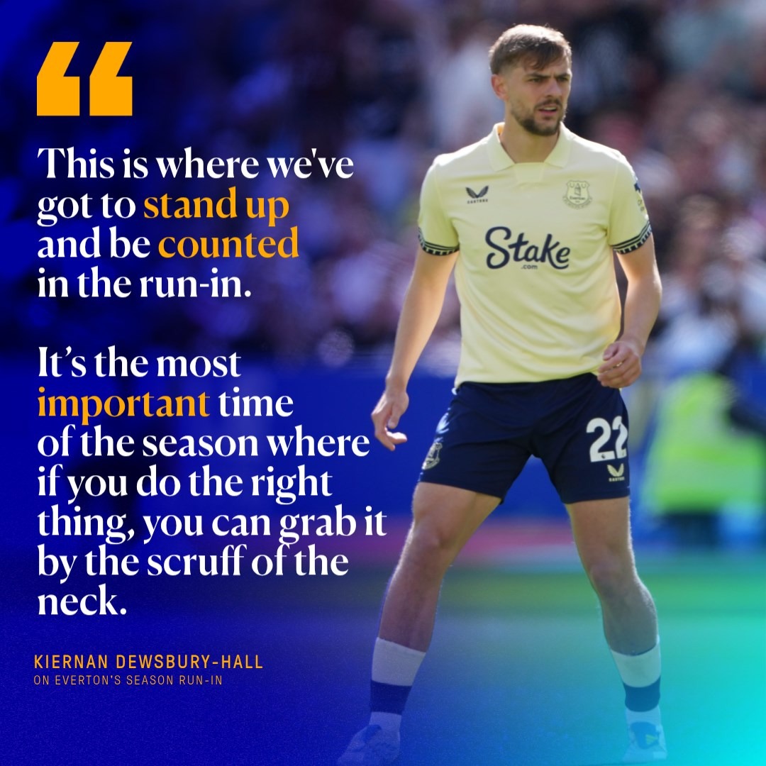 Everton's tweet photo. Kiernan Dewsbury-Hall assesses a disappointing defeat last time out. 🗣️
