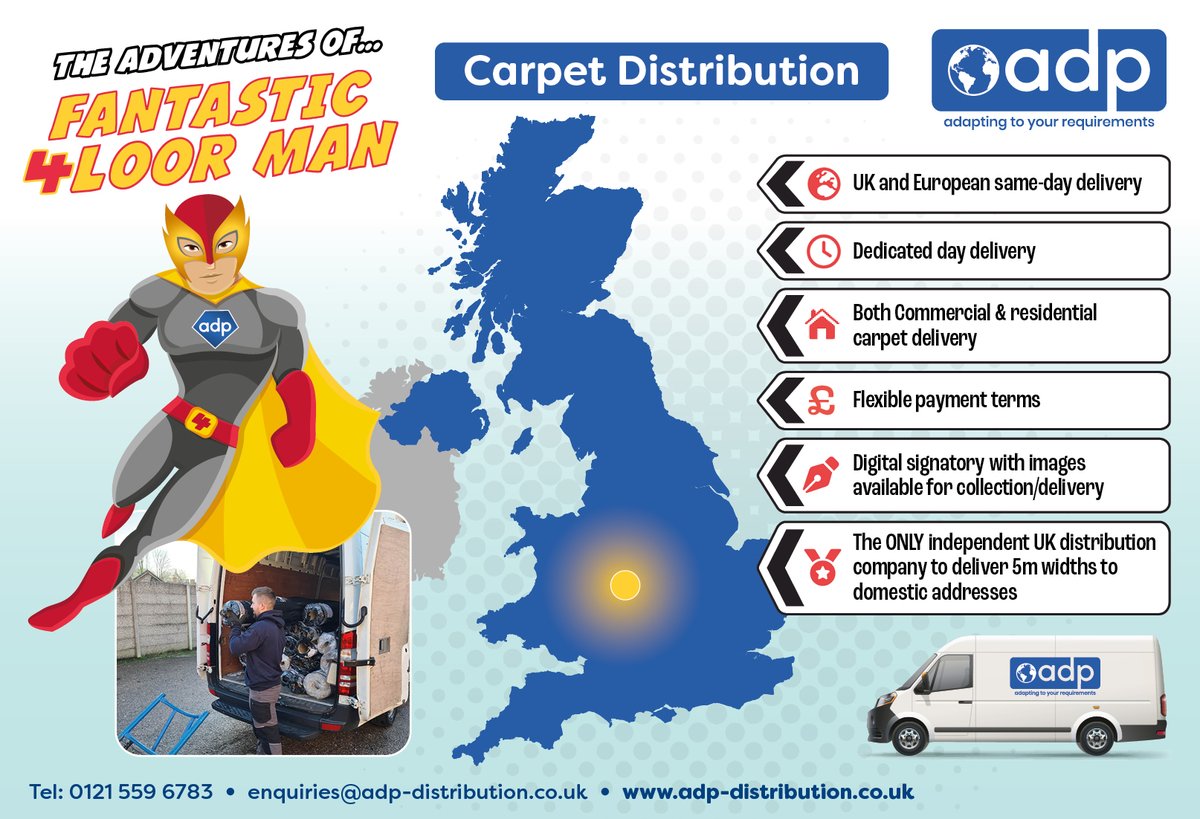 DistributionADP's tweet photo. We hope you had a lovely bank holiday weekend, if you decided to invest in new flooring for your home, we have a fantastic 4loorman who is here to deliver your flooring, visit our website to find out more #carpetdelivery #carpetdistribution 👉https://t.co/B6IjXfpDni https://t.co/D5dcAXNNnu