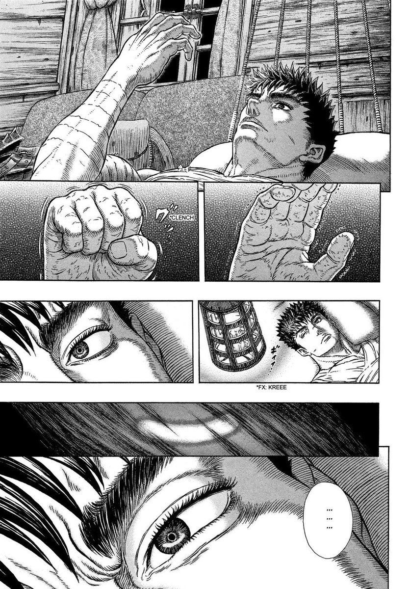 This scene is just another example of Guts going blind from all the damage the berserk armor has caused him, nothing to do with Griffith or PTSD really.

Here’s another example.