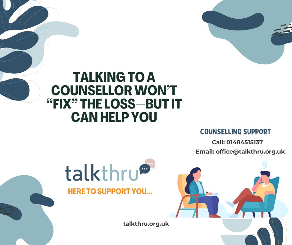 talkthru_hudd's tweet image. Talking to a counsellor won’t “fix” the loss—but it can help you make sense of what you’re feeling.

Whether it’s weeks or years after your loss, it’s never too late to reach out for support.
#BabyLossSupport #GriefSupport #YouAreNotAlone #MentalHealthMatters #talkthru