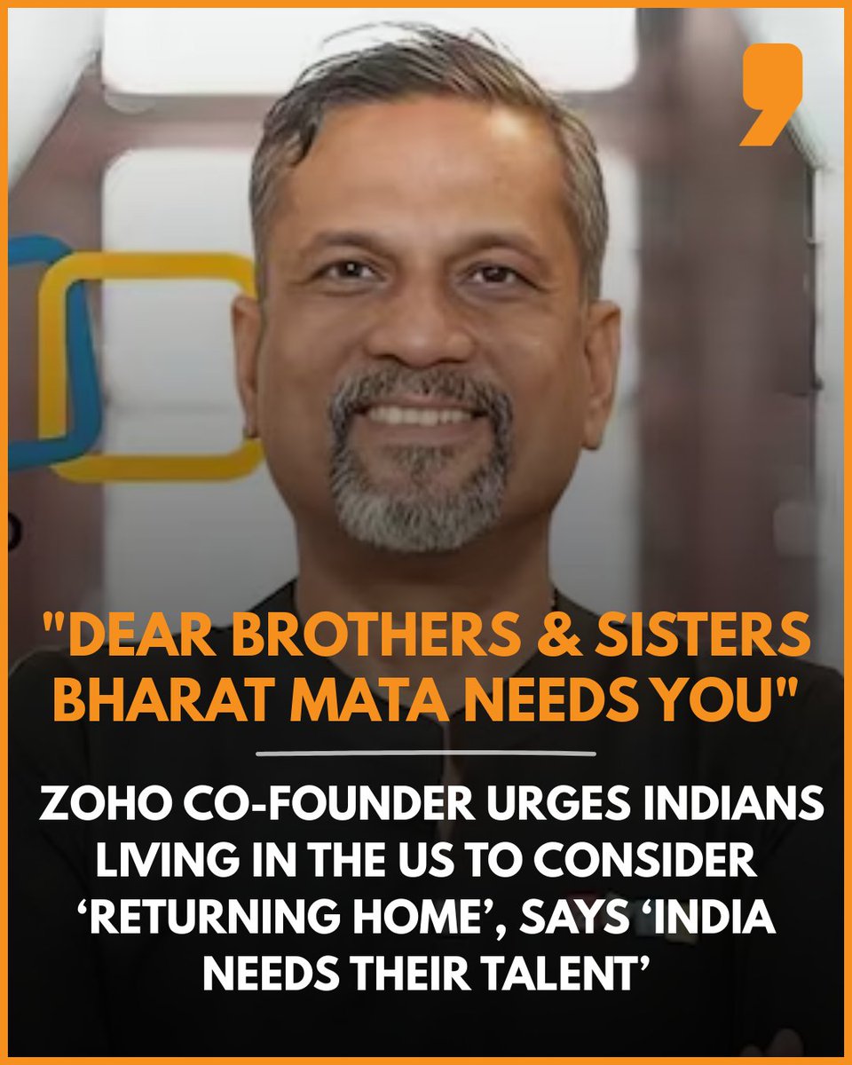 News9Tweets's tweet image. Addressed to Indians living in the #UnitedStates, #Zoho Co-Founder #SridharVembu's message goes beyond professional success and focuses on deeper themes like belonging, respect, and the role of the diaspora in shaping India’s future.

#India #Indians #America #Americans