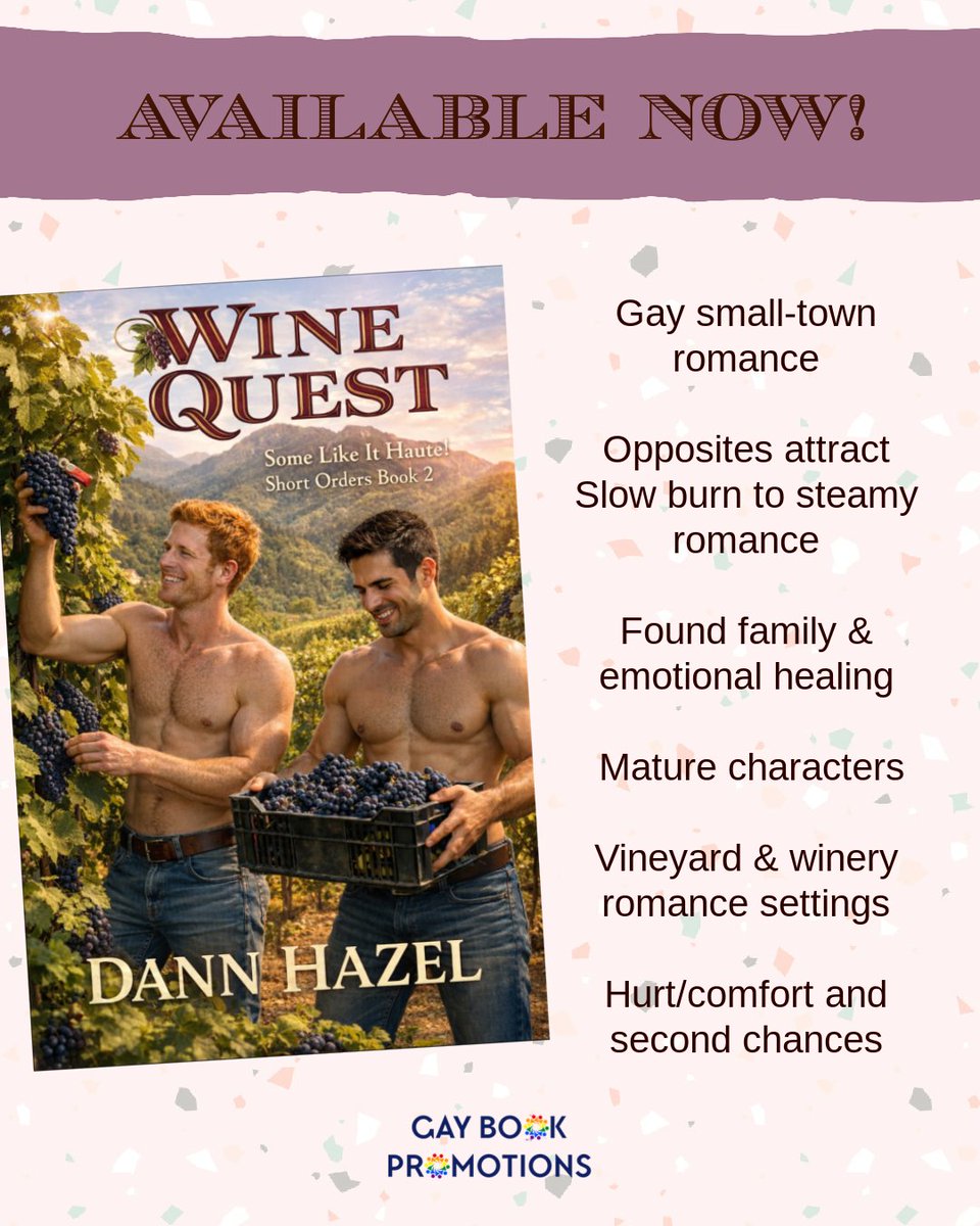 BlackbirdMaggie's tweet image. Today at my blog, I’m hosting author Dann Hazel’s latest release, Wine Quest, part of the Short Orders Gay Romance series, a m/m contemporary romance. #mmcontemporaryromance #gaybookpromotions wp.me/p12iNR-fcN
