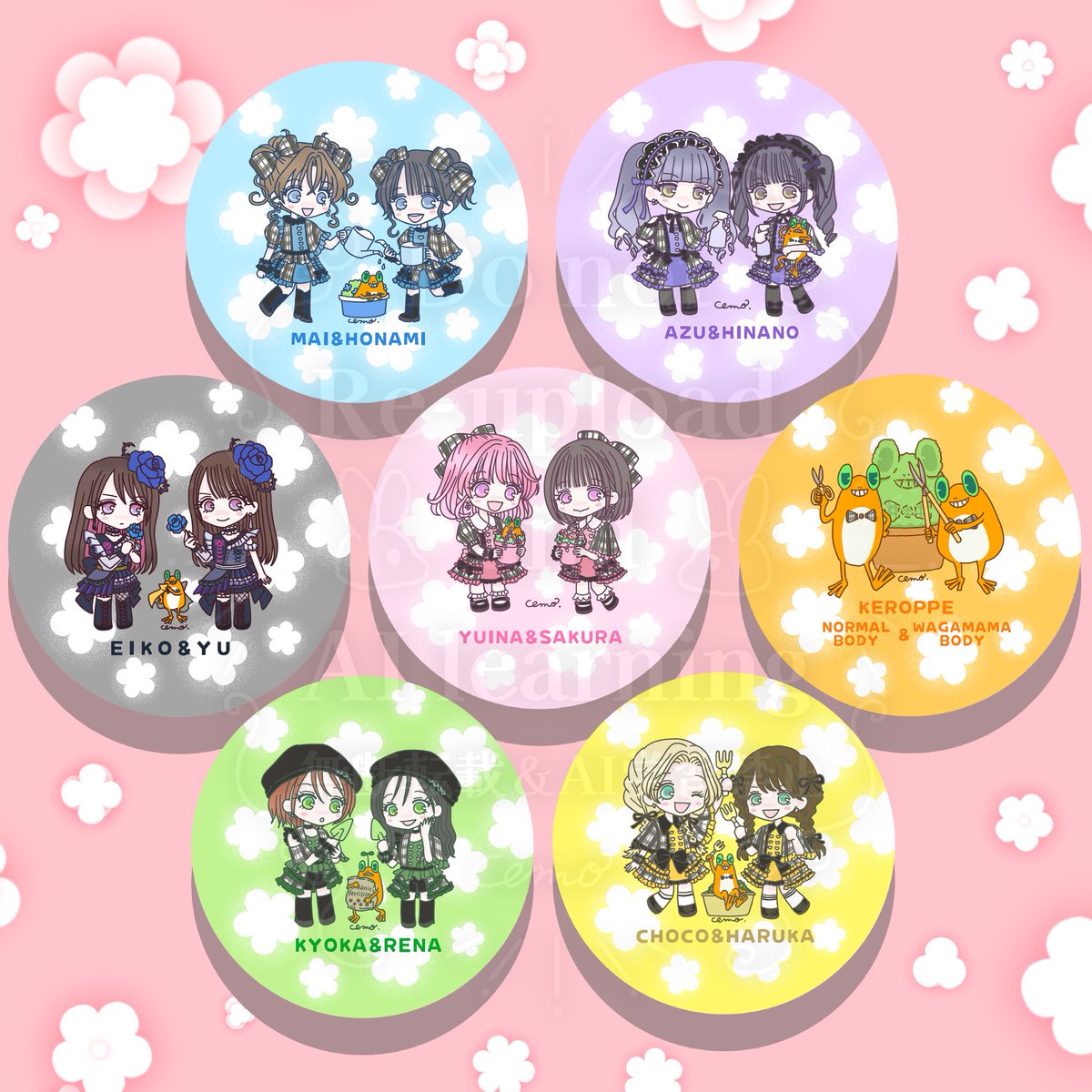 #まえまじょ ひとまず本以外は入稿完了した。。！！ᕙ( ˙꒳​˙  )ᕗ✨
缶バッジはイメージ的にこんなかんじになる予定です！